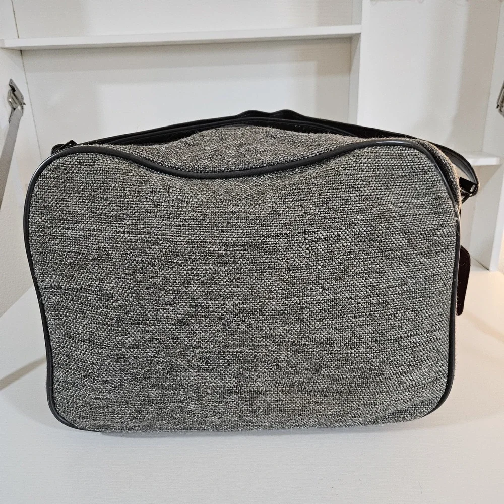 Vintage Sasson Tweed Shoulder Travel Bag Carry-On Duffle - Grey / Brown